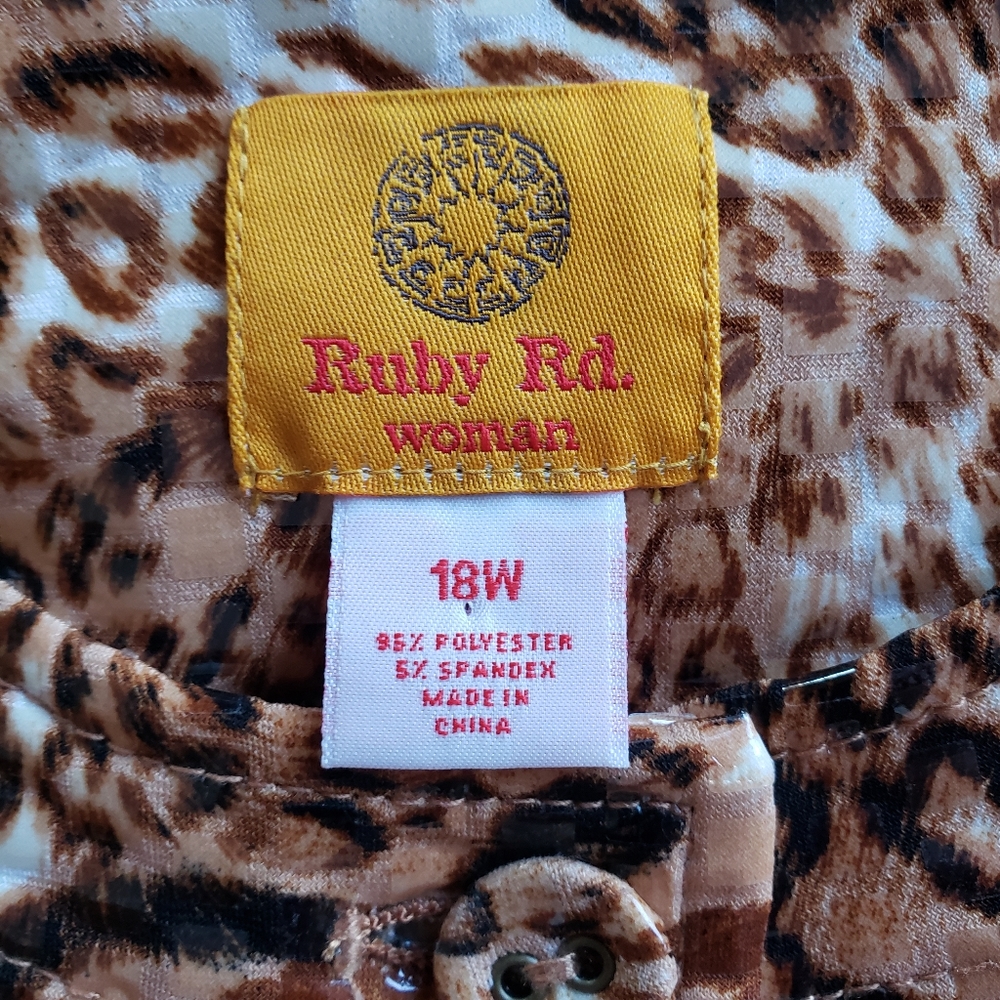 Ruby Rd. Animal Print Jacket Plus Size 18W Tiger Leopard - Picture 2 of 14